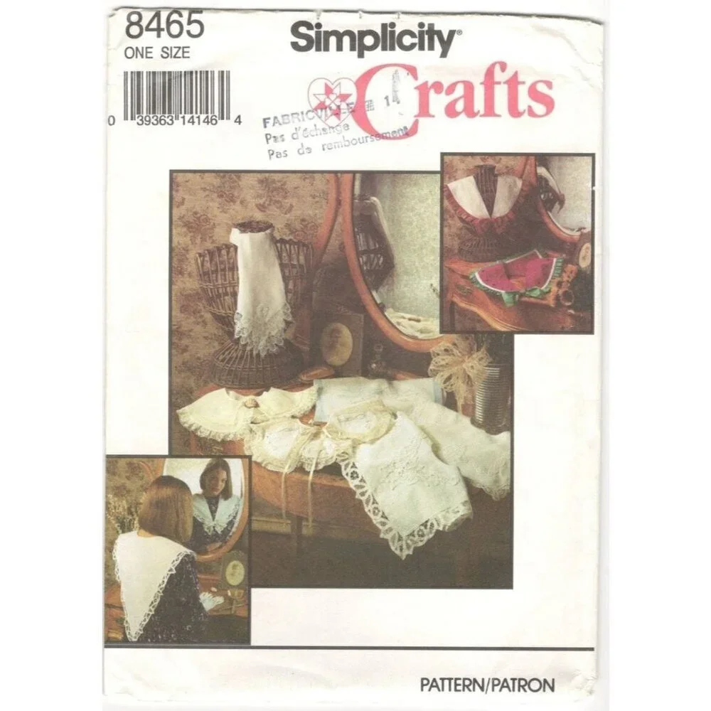 Simplicity Sewing Pattern 8465 Fancy Collars with Transfer Lace